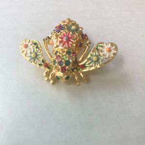 Joan Rivers original, flowered beetle brooch